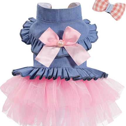 Denim Princess Dress for Small Dogs, XX-Small