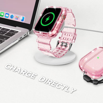 Clear Glitter Pink Smartwatch Band with Bumper Case, 41/40/38mm