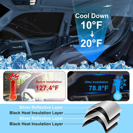8-Piece Side Window Sun Shade Set for 2017-2022 Vehicle