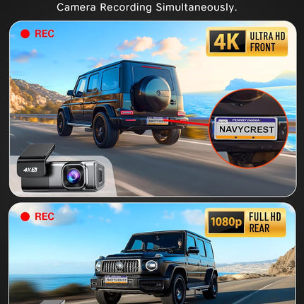 4K Front and 1080P Rear Dash Cam with 5G WiFi