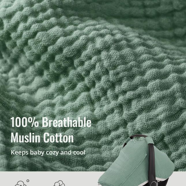 Roman Green Baby Car Seat Cover with Mesh Window