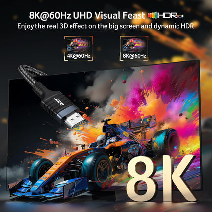 HDMI 2.1 Cable 6.6 ft, 8K 60Hz and 4K 120Hz