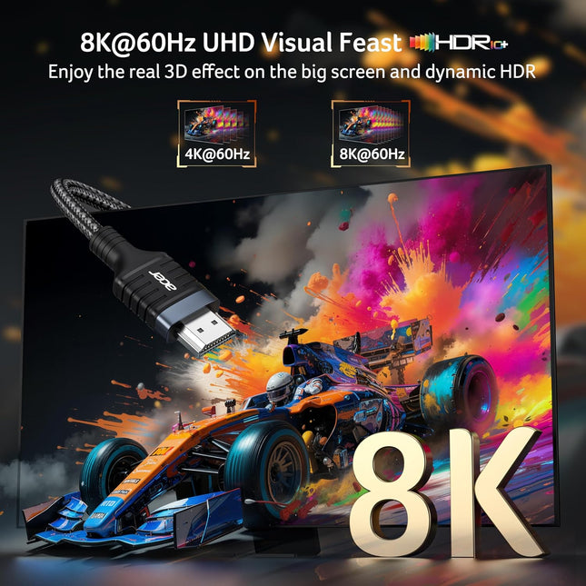 HDMI 2.1 Cable 6.6 ft, 8K 60Hz and 4K 120Hz