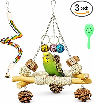 3-in-1 Bird Swing and Climbing Rope Set for Cockatiels, Conures, and Budgies