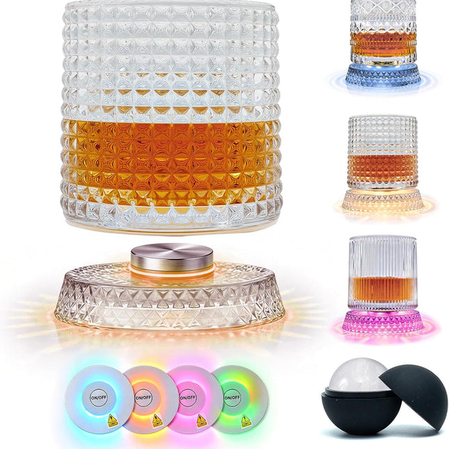 HomeChef ChefDelHogar Spinning Whiskey Glass with Ambient Lighting Set, 360 Degree Rotating — Kitchen & Home