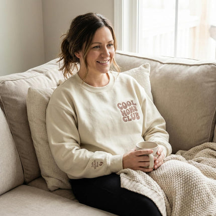 SourceToHome FuenteACasa Cool Moms Club Embroidered Sweatshirt with Kids Names — Home & Lifestyle