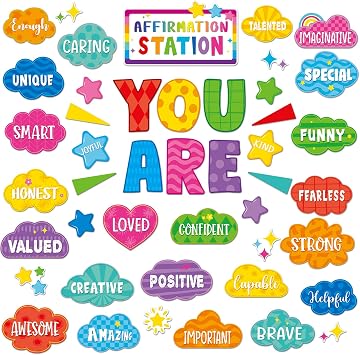 45-Piece Bright Affirmation Station Bulletin Board Set