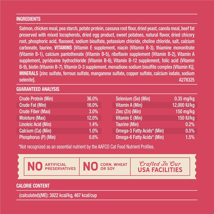 Grain Free Salmon & Sweet Potato Dry Cat Food for Adult Cats, 4 lb Bag