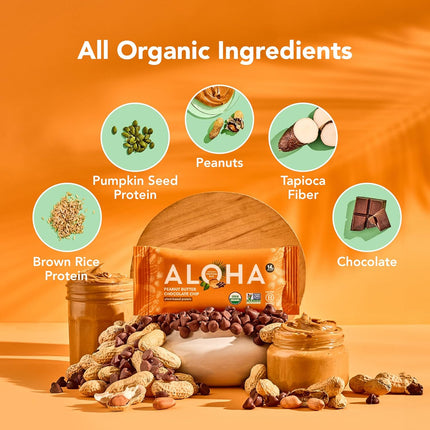 Organic Plant Based Protein Bars, Peanut Butter Chocolate Chip, Pack of 12