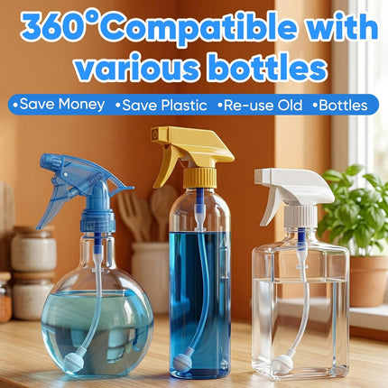 3 Pack Universal Fit 360° Spray Bottle Adapter with 4.3 in Weighted Tube