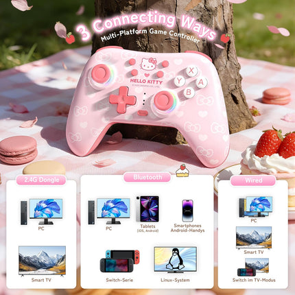 Pink Hall Effect Wireless Gamepad with RGB