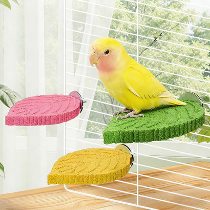 PawHaven RefugioPata Leaf Shape Parrot Perch Stand Bird Paw Grinding Stick Bird Cage Perch — Pet Supplies