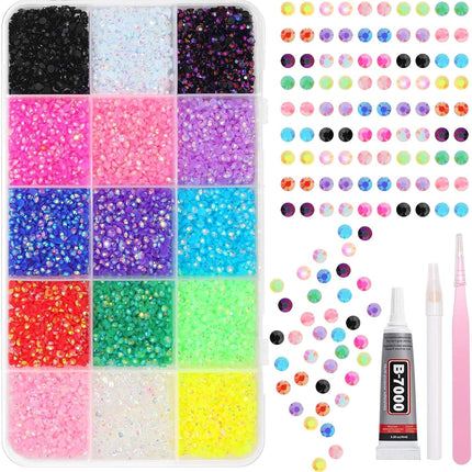 15000-Piece 3mm Multicolor Flatback Rhinestone Bedazzling Kit