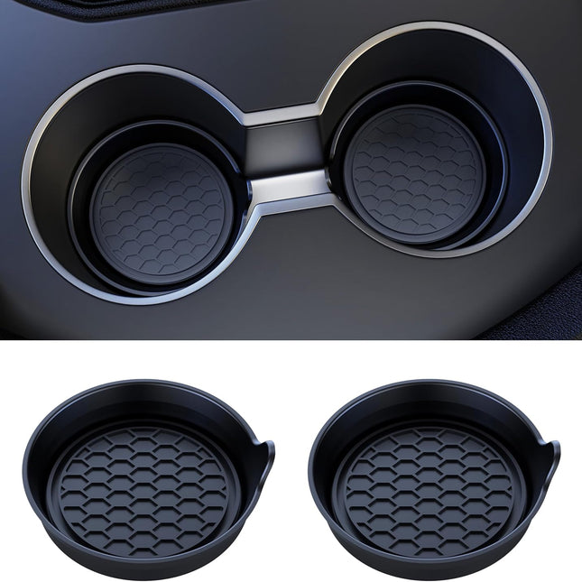 Universal Waterproof Non-Slip Car Cup Coasters, 2 Pack Black