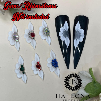 SourceToHome FuenteACasa Set 10Pcs 3D Flowers Nails Charms With Rhinestone Gems Handmade by Acrylic — Home & Lifestyle