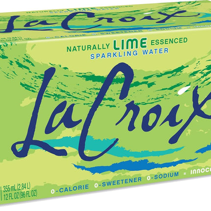 Lime Sparkling Water, 12 Fl Oz Cans, Pack of 8