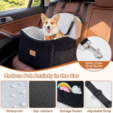 Dog Car Seat for Medium and Small Dogs, Black/Grey