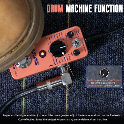 Looper Drum Machine Guitar Pedal with 20-Minute Loop