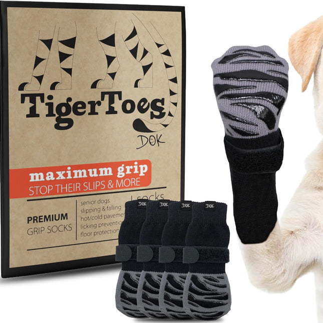 PawHaven RefugioPata DOK TigerToes Premium Non-Slip Dog Socks for Hardwood Floors — Pet Supplies