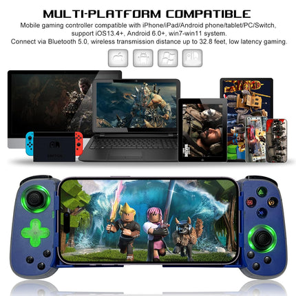 Mobile Gaming Controller with Phone Case Support & Green Light