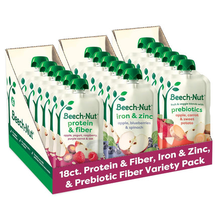 Baby & Toddler Food Pouches Variety Pack, Fruit & Veggie Purees, 3.5 oz, 18 Pack