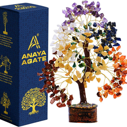 SourceToHome FuenteACasa ANAYA AGATE Crystal Tree of Life 7 Chakra Healing Crystals Trees for Home — Home & Lifestyle