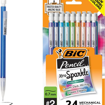 Xtra-Sparkle No. 2 Mechanical Pencils with Erasers, 0.7mm Medium Point, 24-Count