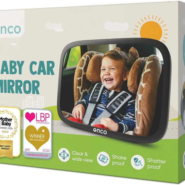 Rear-Facing Baby Car Mirror - Convex, Shatterproof, Shakeproof, 360° Rotation