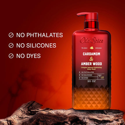 Men's Cardamom and Amber Wood Hydrating Body Wash, 20 oz