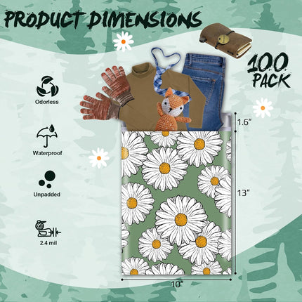 Chrysanthemum Poly Mailers 10x13 Inch, 100 Pcs