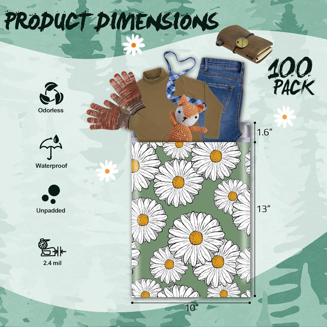 Chrysanthemum Poly Mailers 10x13 Inch, 100 Pcs