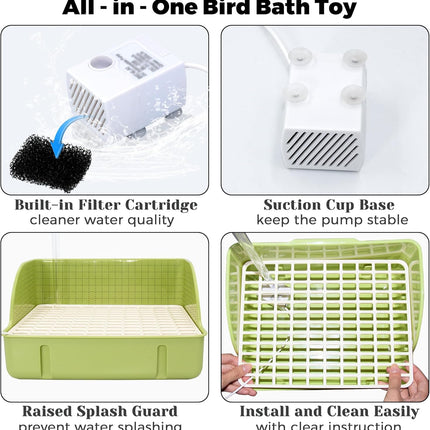 Automatic Parakeet Bird Bath with Pump