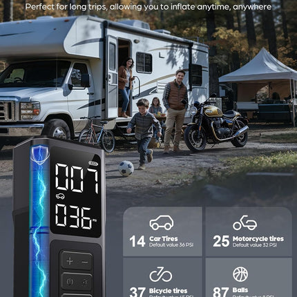 Portable Tire Inflator Air Compressor with 5200mAh Battery
