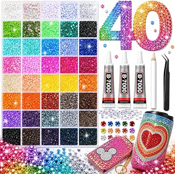 40,000-Piece 40-Color Jelly Resin Rhinestone Bedazzling Kit