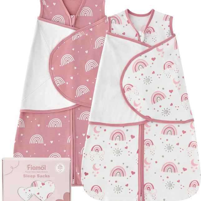 Baby Swaddle Sleep Sack 3-6 Months, 0.5 TOG Cotton 2 Pack