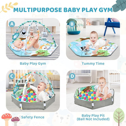 8-in-1 Baby Gym Play Mat with Ball Pit and 6 Toys