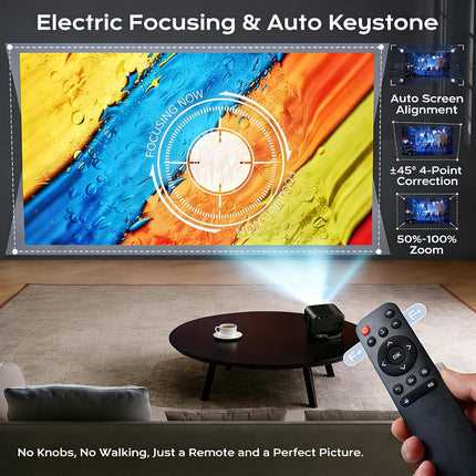 Built-in Apps 2026 Upgraded Portable Mini Projector with WiFi and Bluetooth