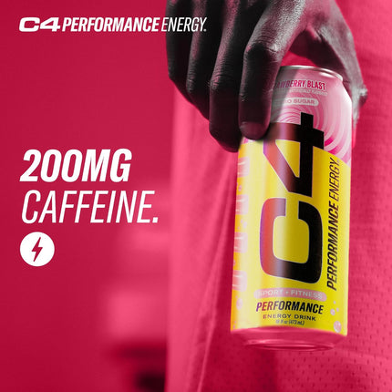 Performance Energy Drink | Strawberry Blast | Zero Sugar | 16 Fl Oz, 12 Pack