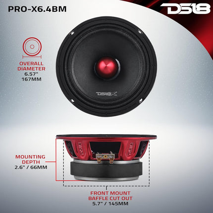 6.5-Inch Midrange Loudspeaker with Red Bullet, 4 Ohm