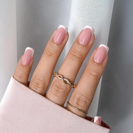 French Tip Short Press-On Nail Tips, 160 Pcs