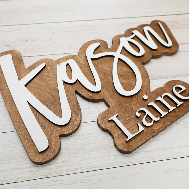 Wooden Name Sign for Nursery and Kids Room - Quinn Gloria