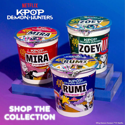 Kpop Demon Hunters Rumi Stationery Set with Mini Notebook, Pens, Markers, Eraser, Stickers and Storage