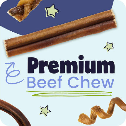 Pawstruck 12 Inch Bully Sticks for Medium & Large Dogs (5 Pack) - All Natural Beef Pizzle, Long Lasting, Rawhide-Free, Low Odor, Single Ingredient Dog Chews & Dental Treats