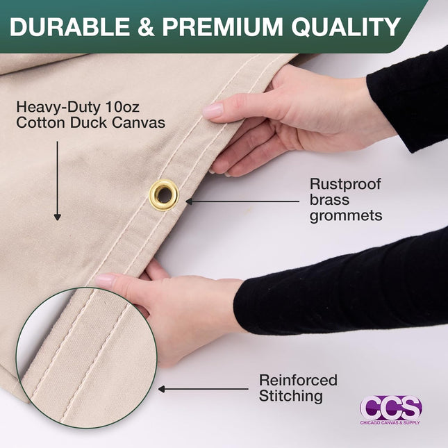Waterproof Canvas Tarp Cover – Heavy Duty Waxed Duck Cloth, White 5x7 Ft