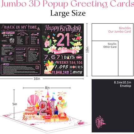 21st Birthday 3D Pop Up Funny Greeting Card for Her