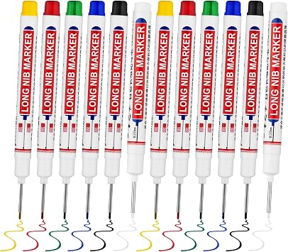 12-Piece Long Head Deep Hole Permanent Marker Pens
