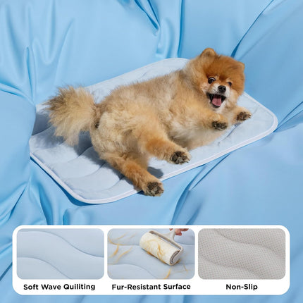 Cooling Mat for Large Dogs, Thin Breathable Washable Crate Pad, 35 x 23, Blue