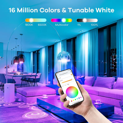 Smart Color Changing LED Light Bulbs, A19 E26, 4-Pack