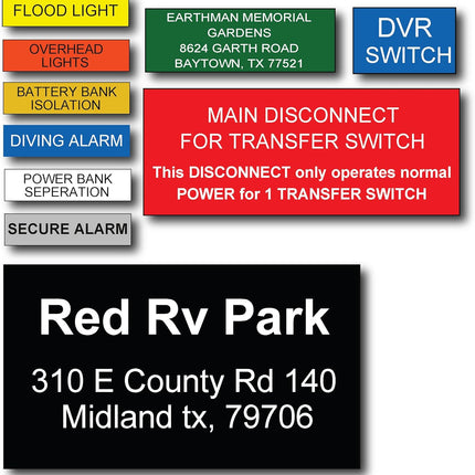 Engraved Electrical Panel Labels and Plastic Tags