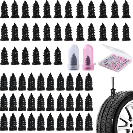 60-Piece Screw-In Tire Repair Plug Kit for Cars and Motorcycles